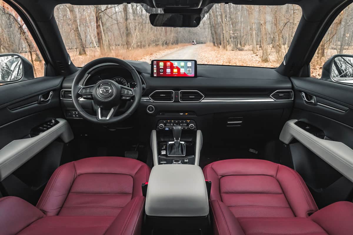 mazda cx-5 interior red seats wide view