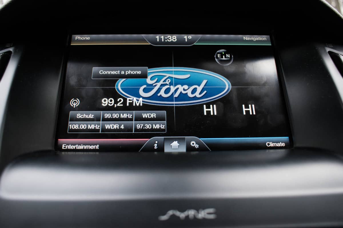 A Ford Sync infotainment system