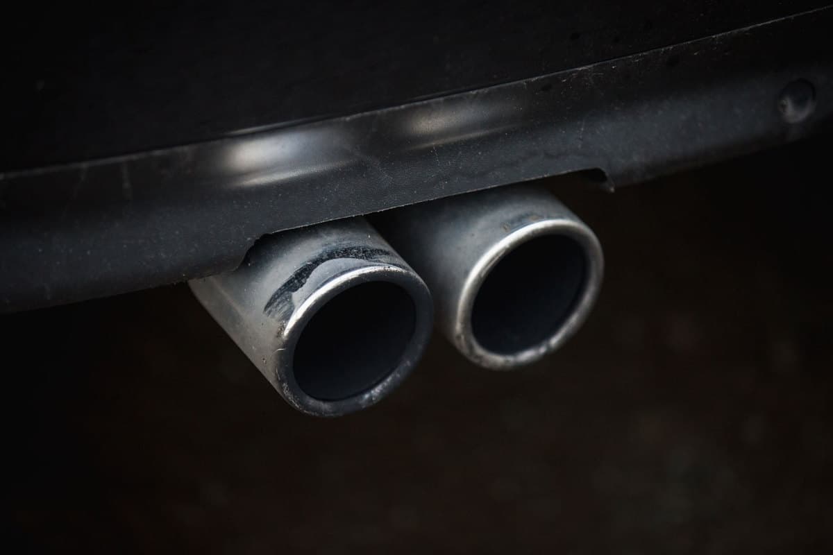 An exhaust photographed up close