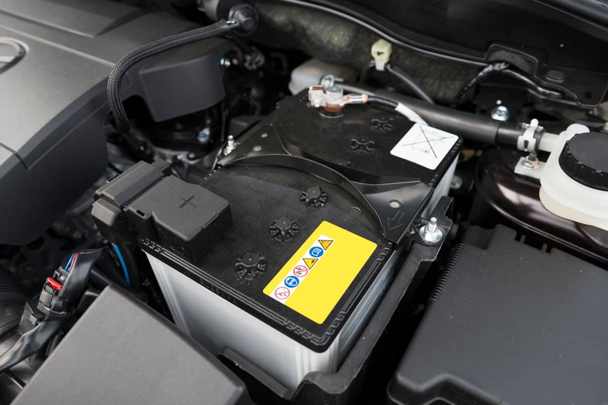 Car battery under the hood