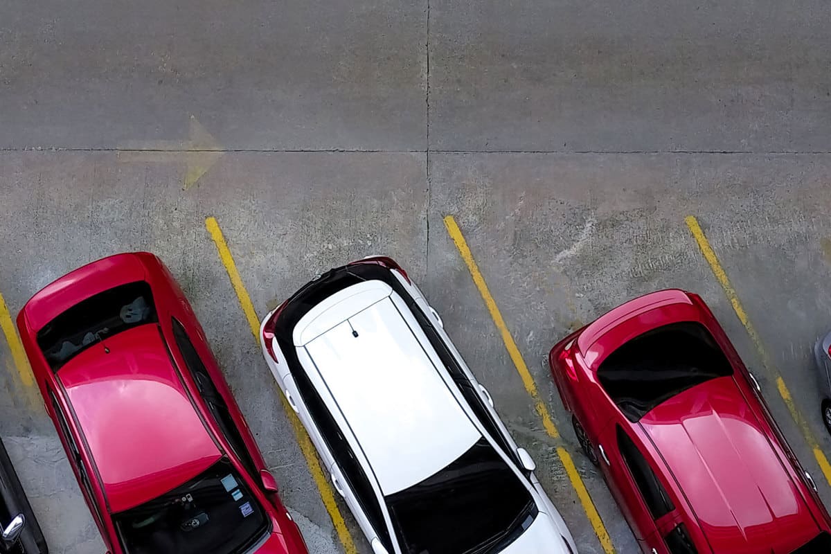 Cars parked diagonally