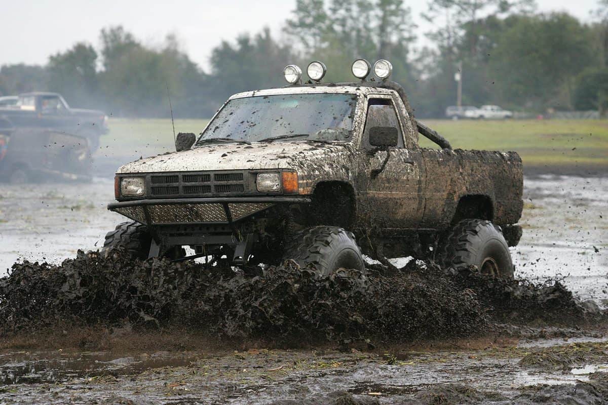 Four wheel drive truck in the mud