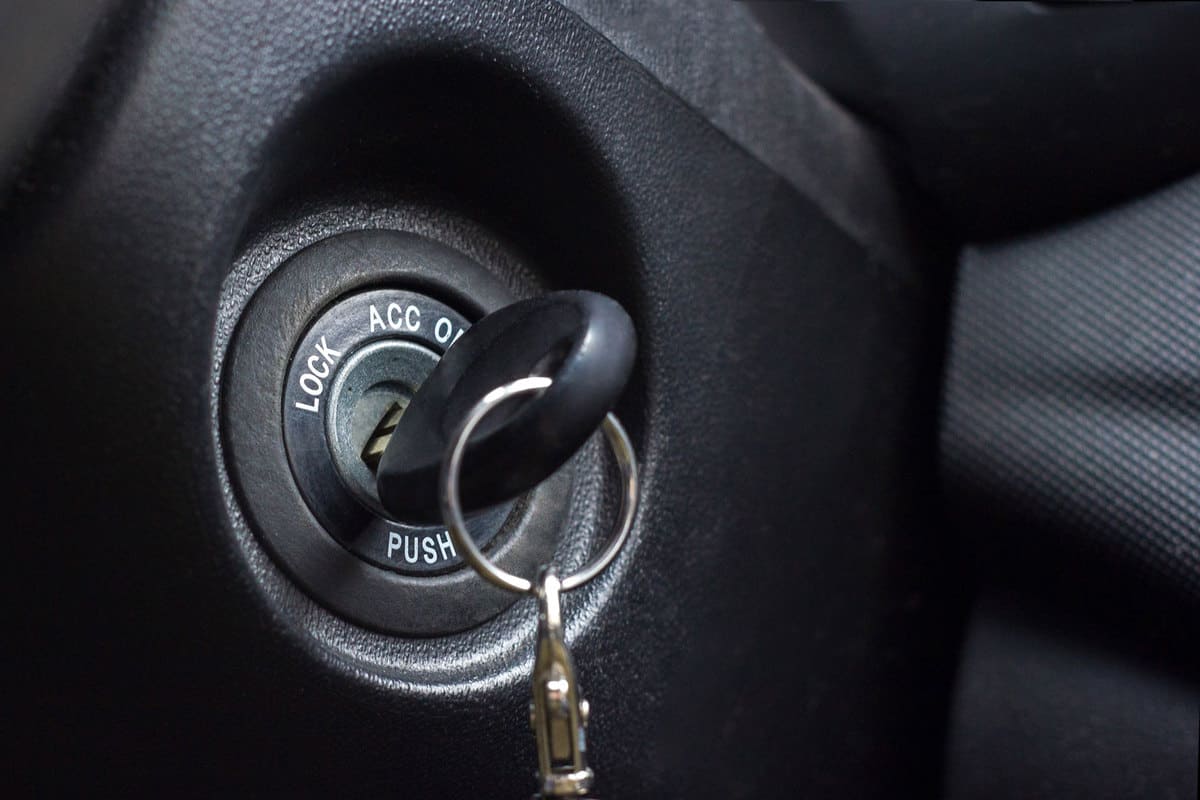 Key inserted on the ignition