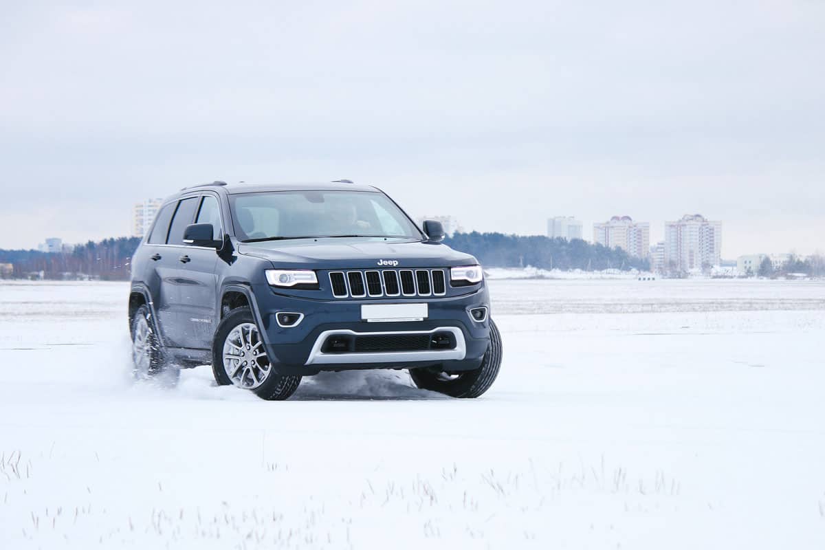 New Jeep Grand Cherokee 4x4 limited at the test drive event for automotive journalists from Minsk