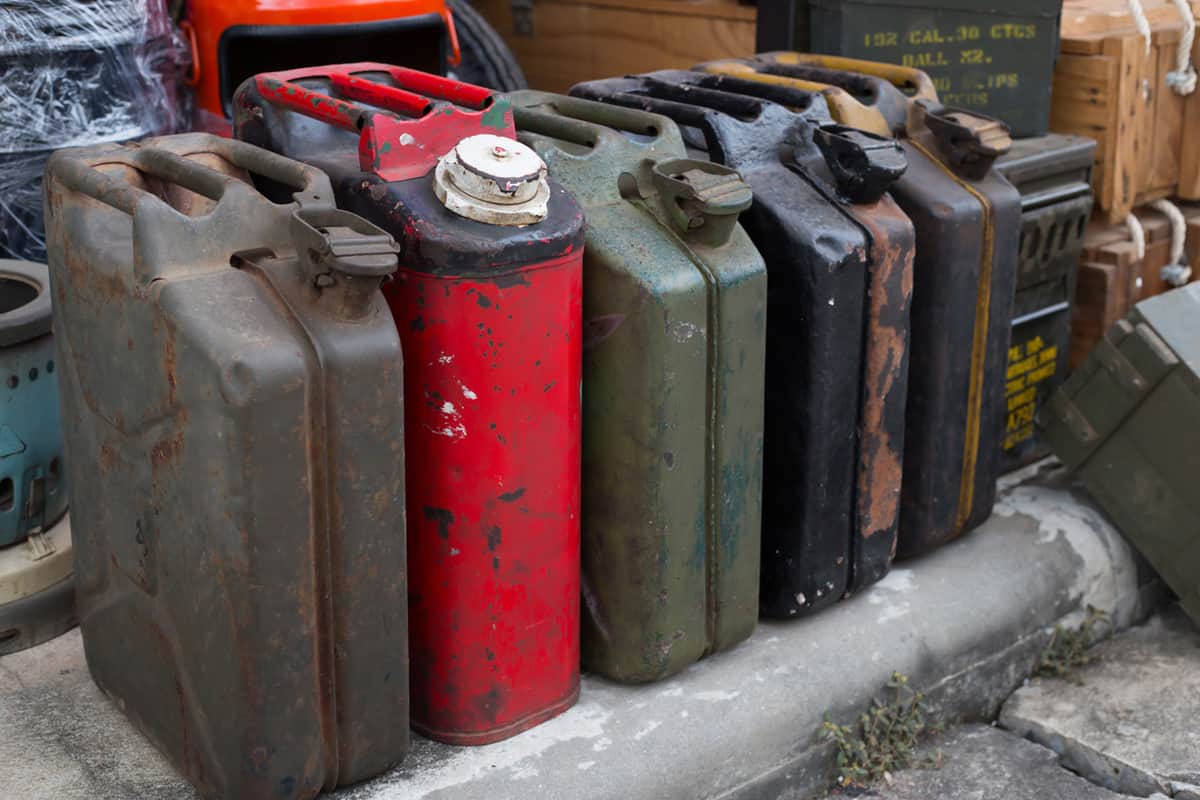 Old iron cans for gasoline