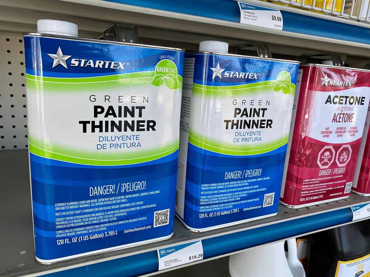Startex brand of green paint thinner and acetone