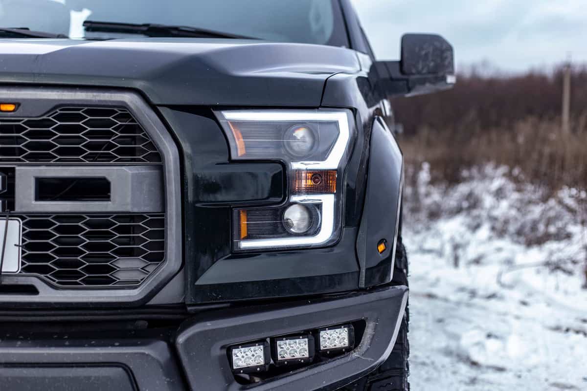 Up close photo of a Ford F150 high powered LED light