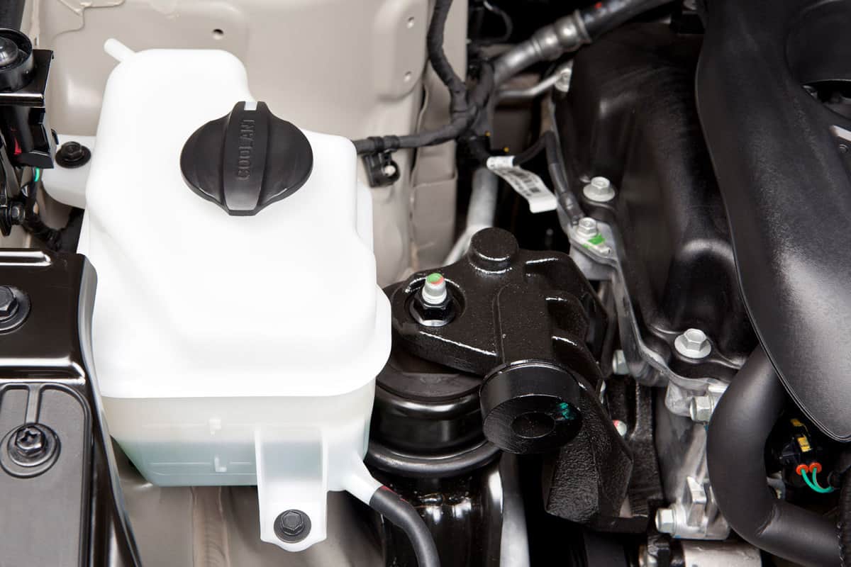 White coolant container of a car
