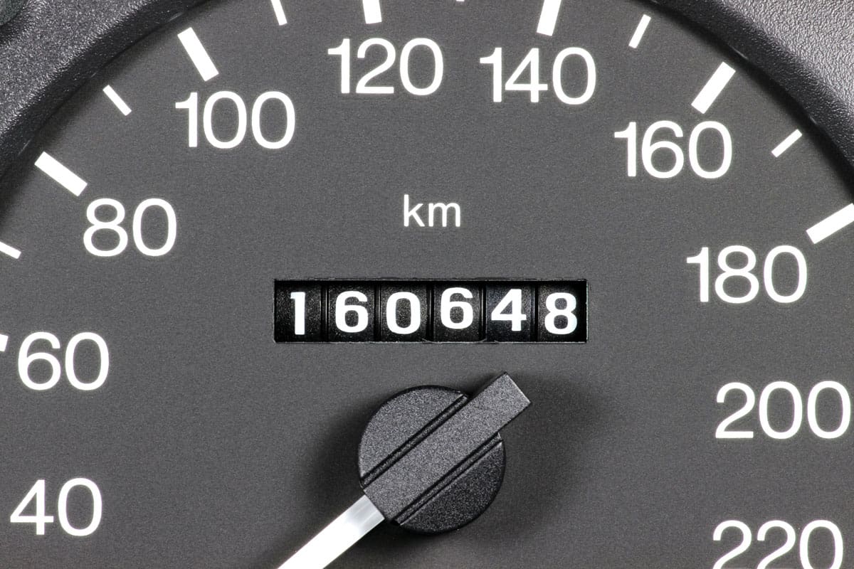 odometer of used car showing mileage