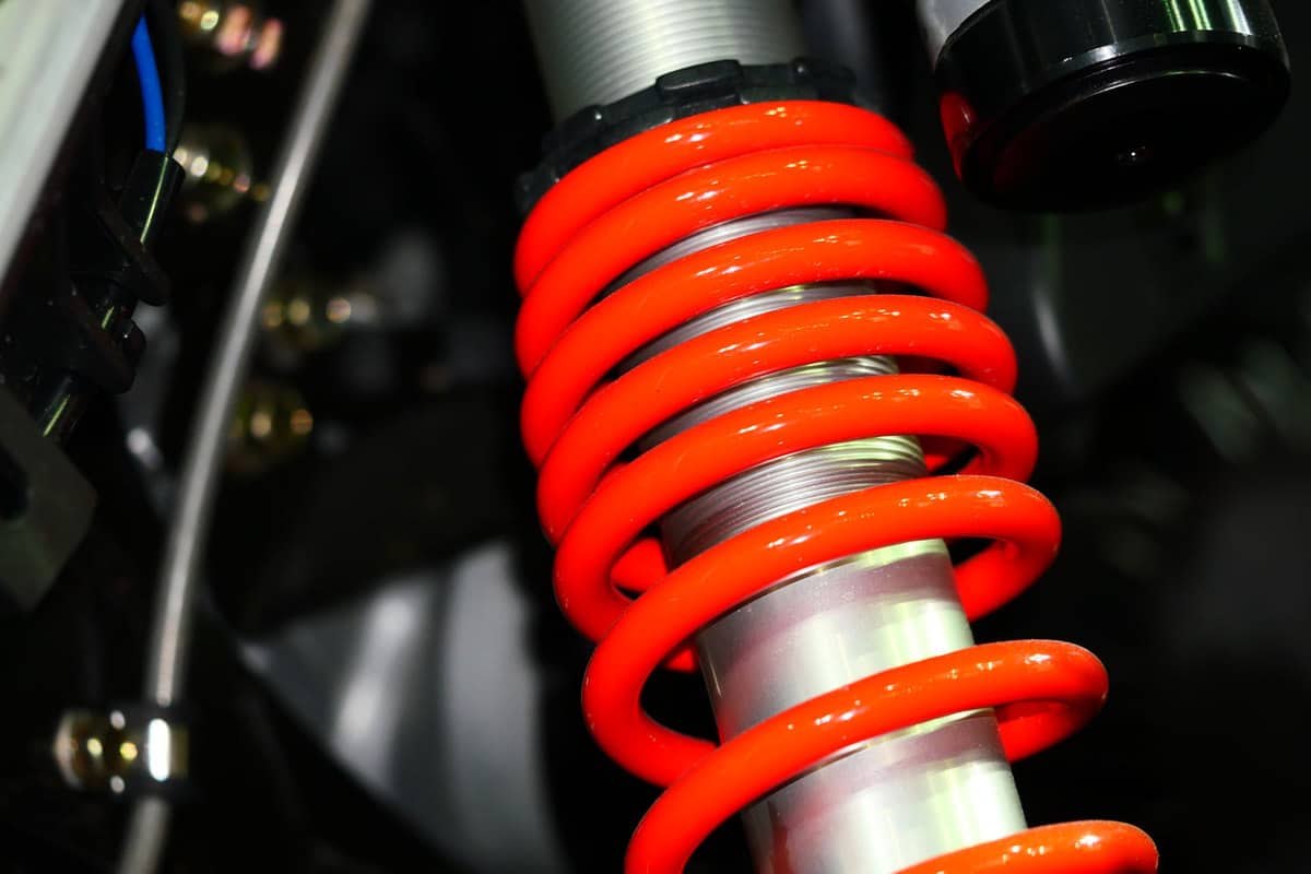A red painted car spring