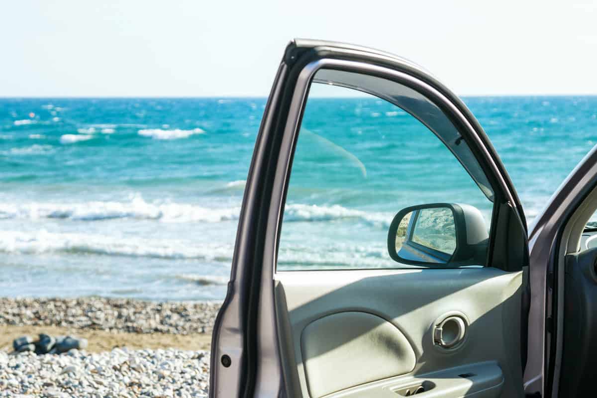 Car door and beautiful seascape