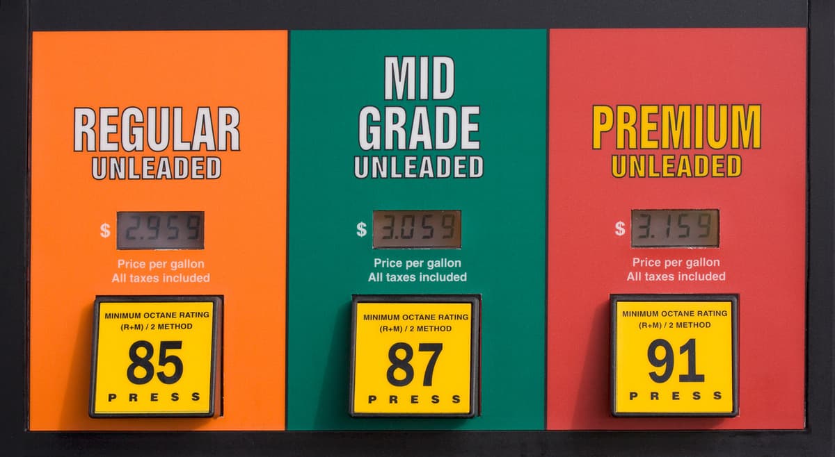 Colorado gas prices at a pump with press buttons
