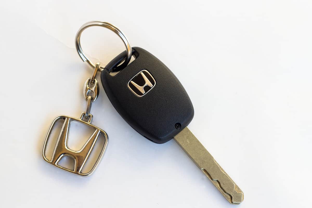 Honda car key in white background