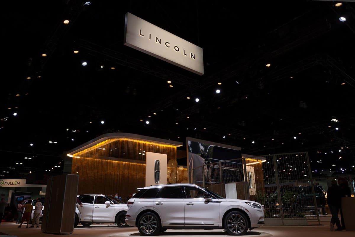 Lincoln automobiles displayed at the L.A. Auto Show