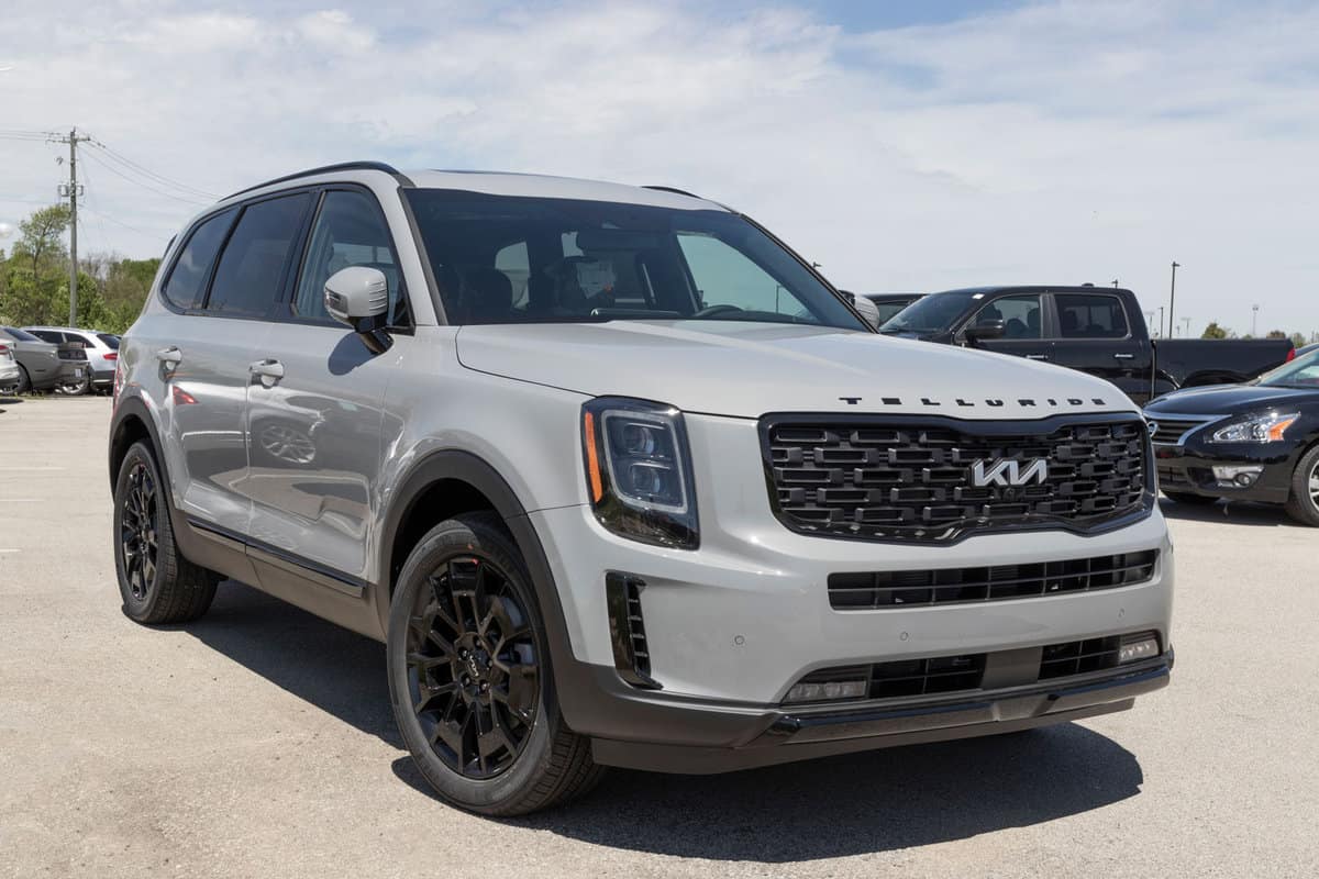 Off gray colored Kia Telluride at a parking lot