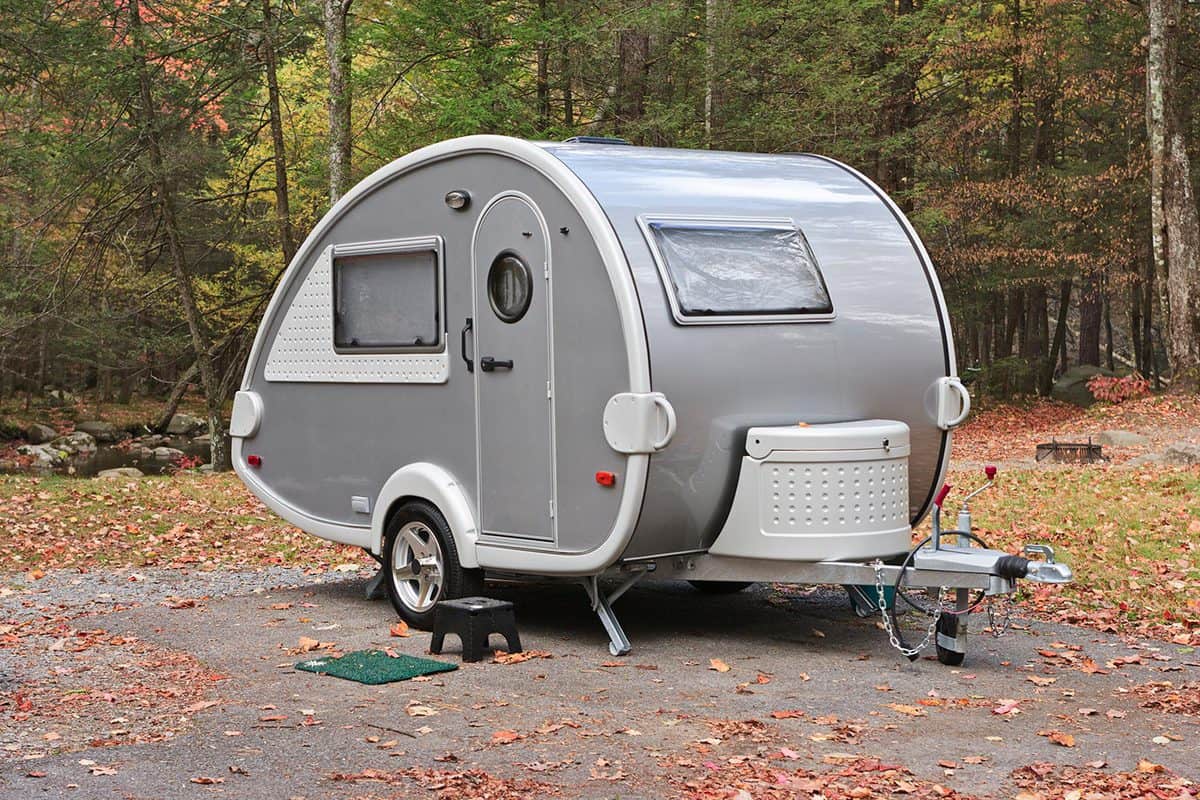 Teardrop camper trailer in the smoky mountains