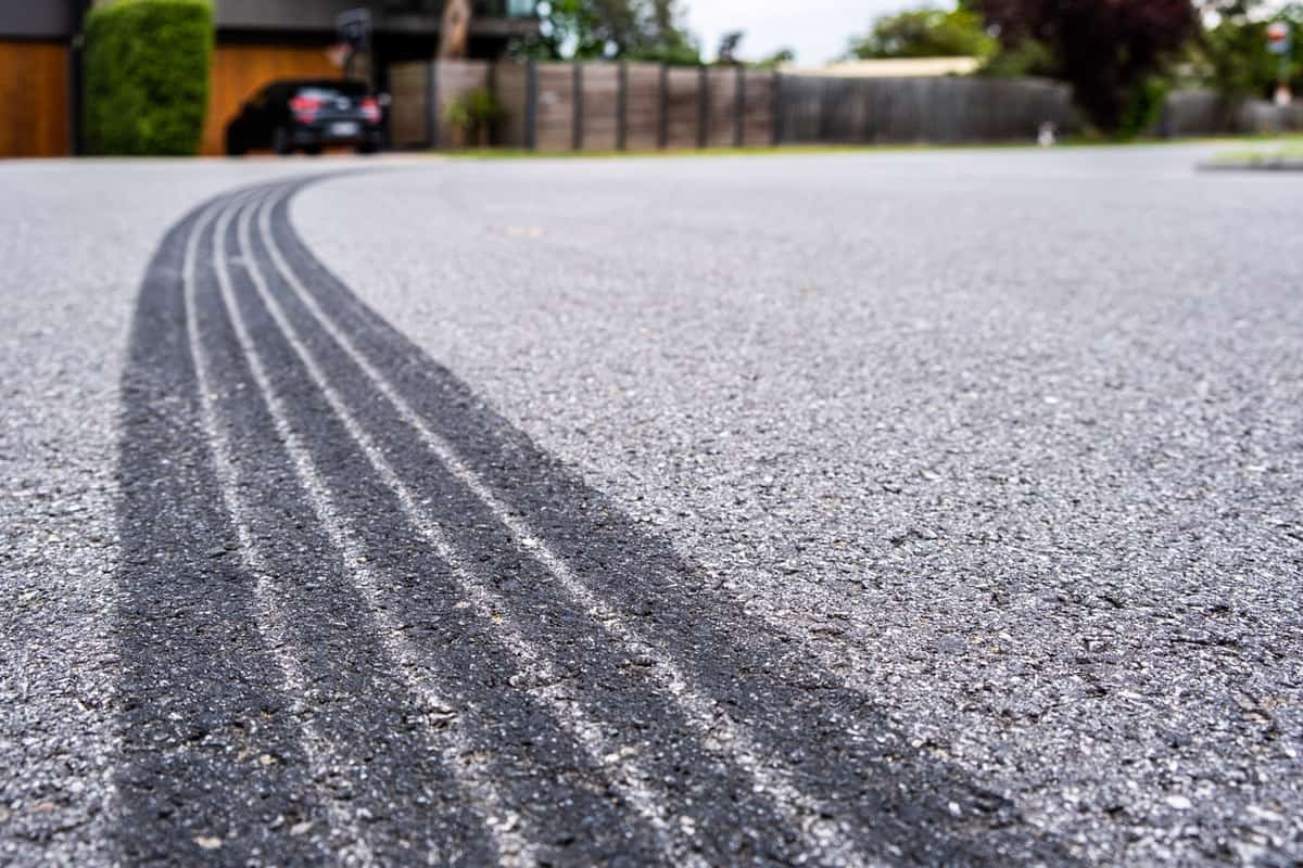 Tire marks on the driveway