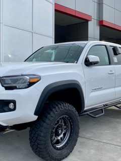 2020 year Toyota Tacoma on display outside of a Toyota Dealer in the Automall, What Are The Biggest Tires For A Stock Tacoma?