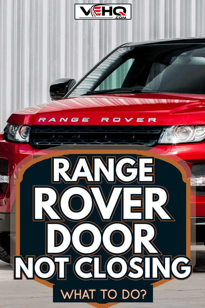 A photo of a parked red range rover evoque 2012 on display outside of a car dealership - Range Rover Door Not Closing—What To Do