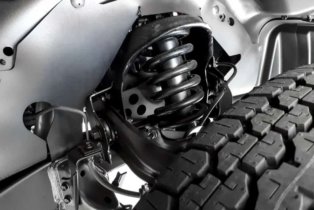 Closeup of truck coil spring suspension