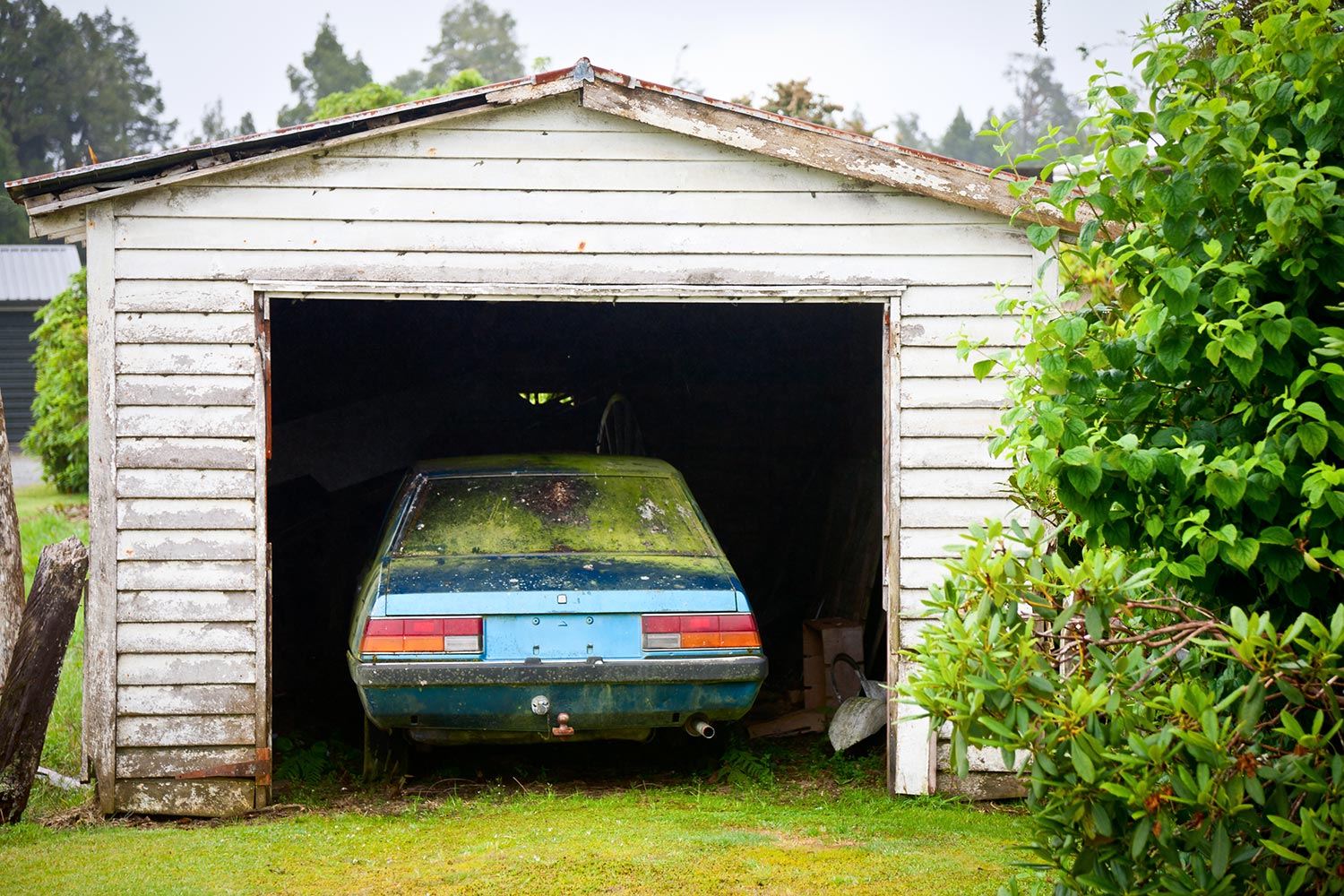 Forgotten car in a garage