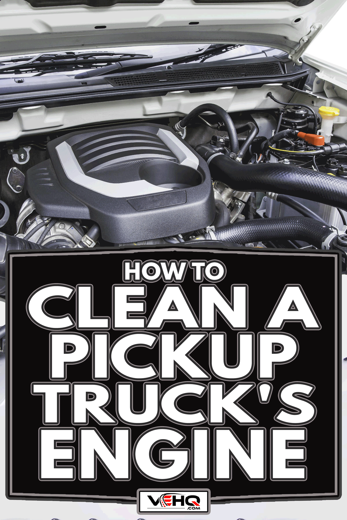 Diesel engine 1.9 lites turbo under the hood of a pickup truck, How To Clean A Pickup Truck's Engine