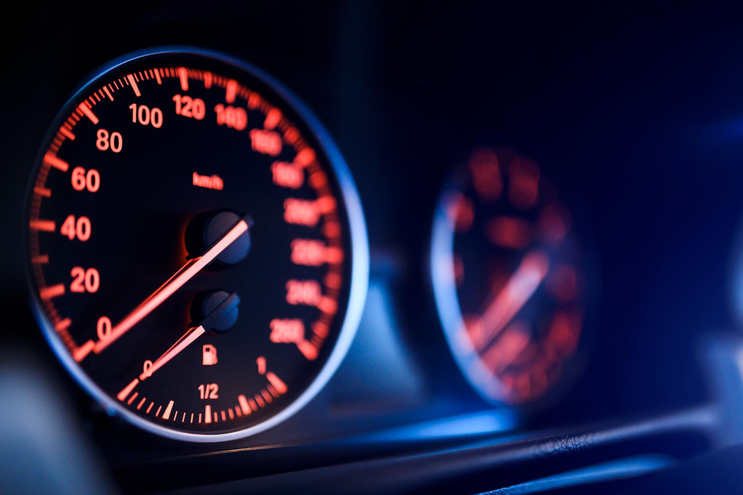 Modern car speedometer