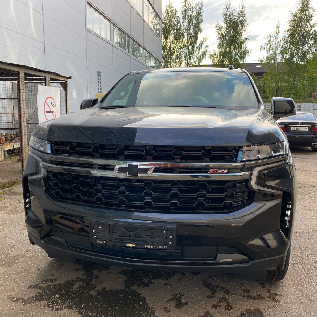 View of new 2021 Chevrolet Tahoe SUV. Chevy is a Division of General Motors.