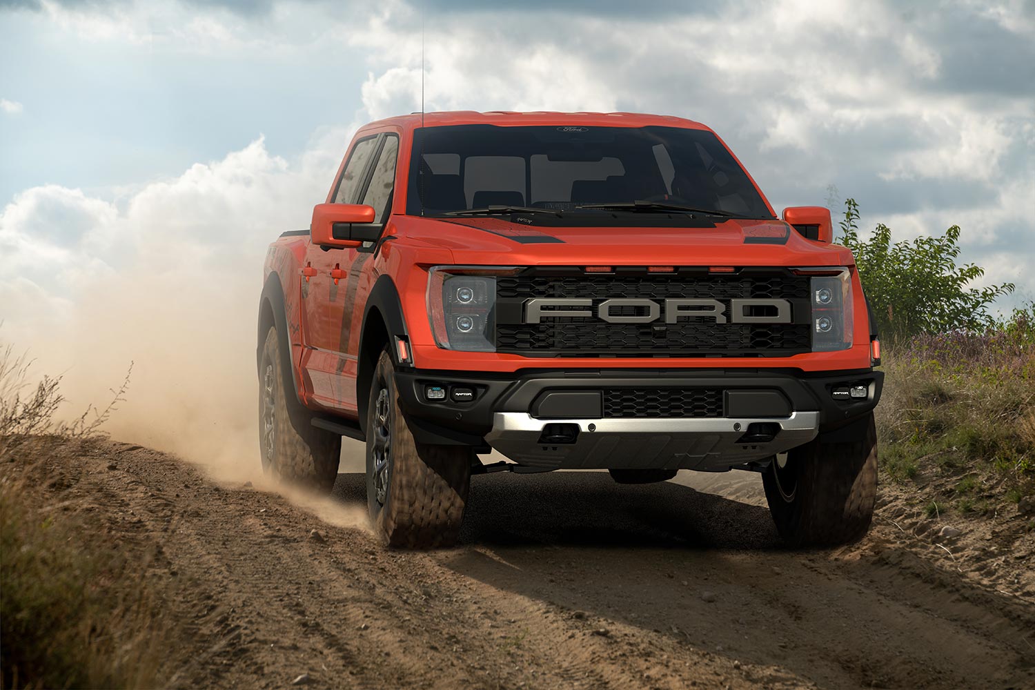 New Ford F-150 Raptor during fast driving in extreme