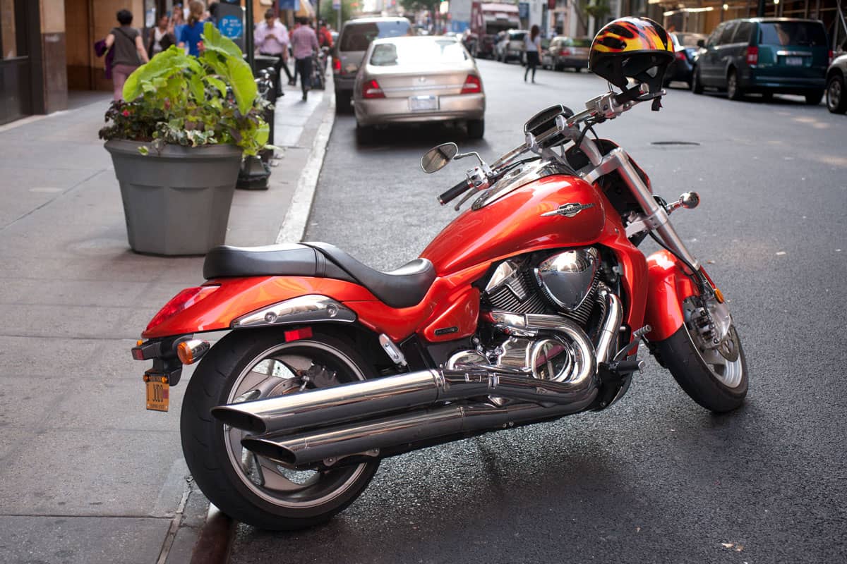 Suzuki Boulevard M109R parked on the corner of 32nd Street and Park Ave