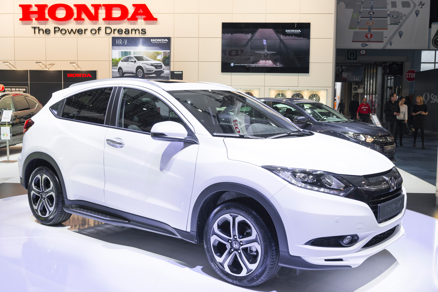 White Honda HR-V compact crossover SUV front view.