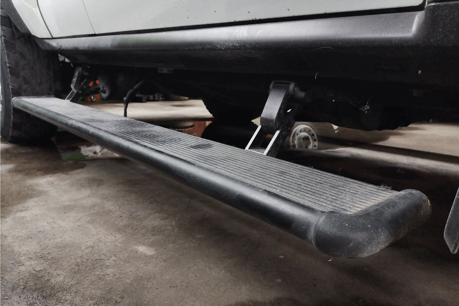 close up of running board of a vehicle
