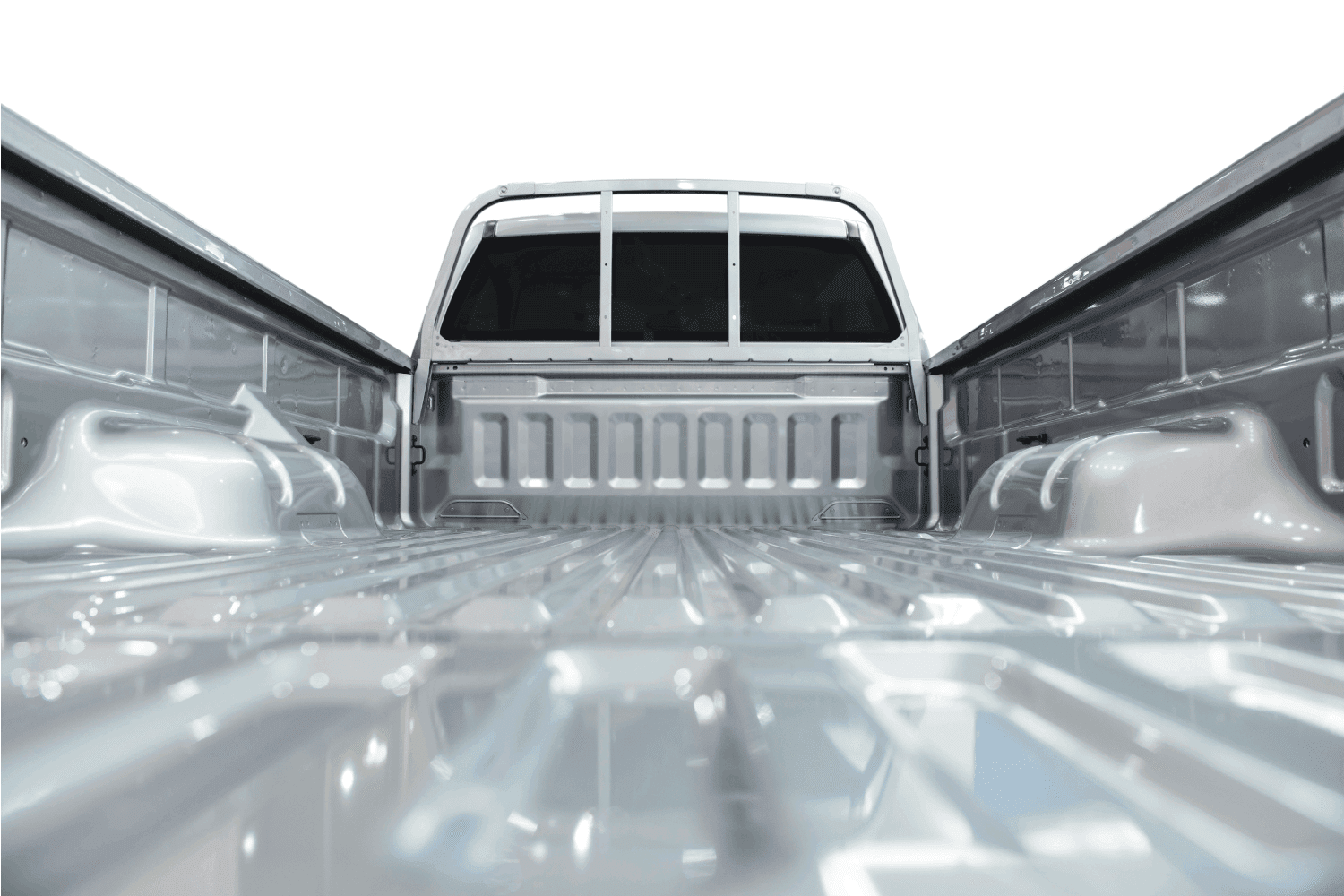silver painted pickup truck bed without bed liner