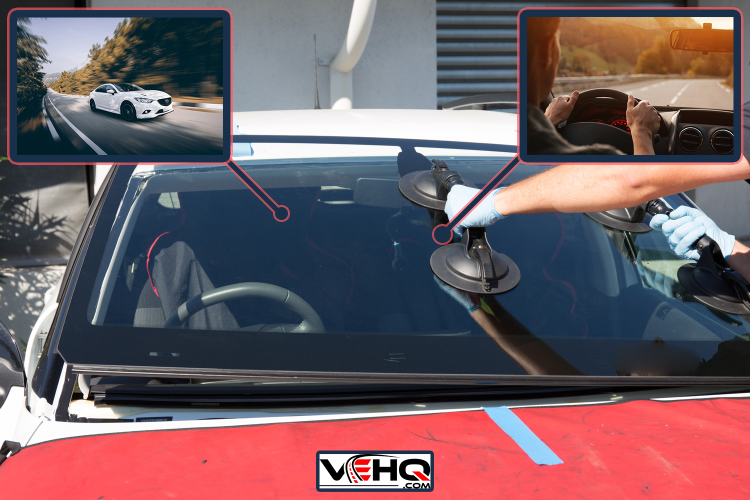 Automobile special workers glazier replacing windscreen windshield of car in street or work place - Can You Drive Your Car Right After Windshield Replacement