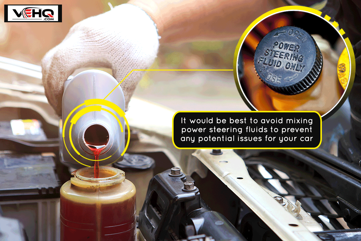 A male hand filling car power steering fluid, Can You Mix Power Steering Fluid?