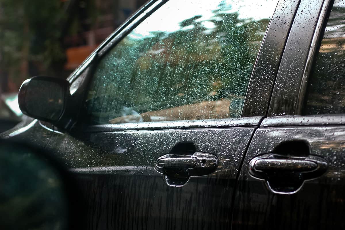 Car photographed under the rain