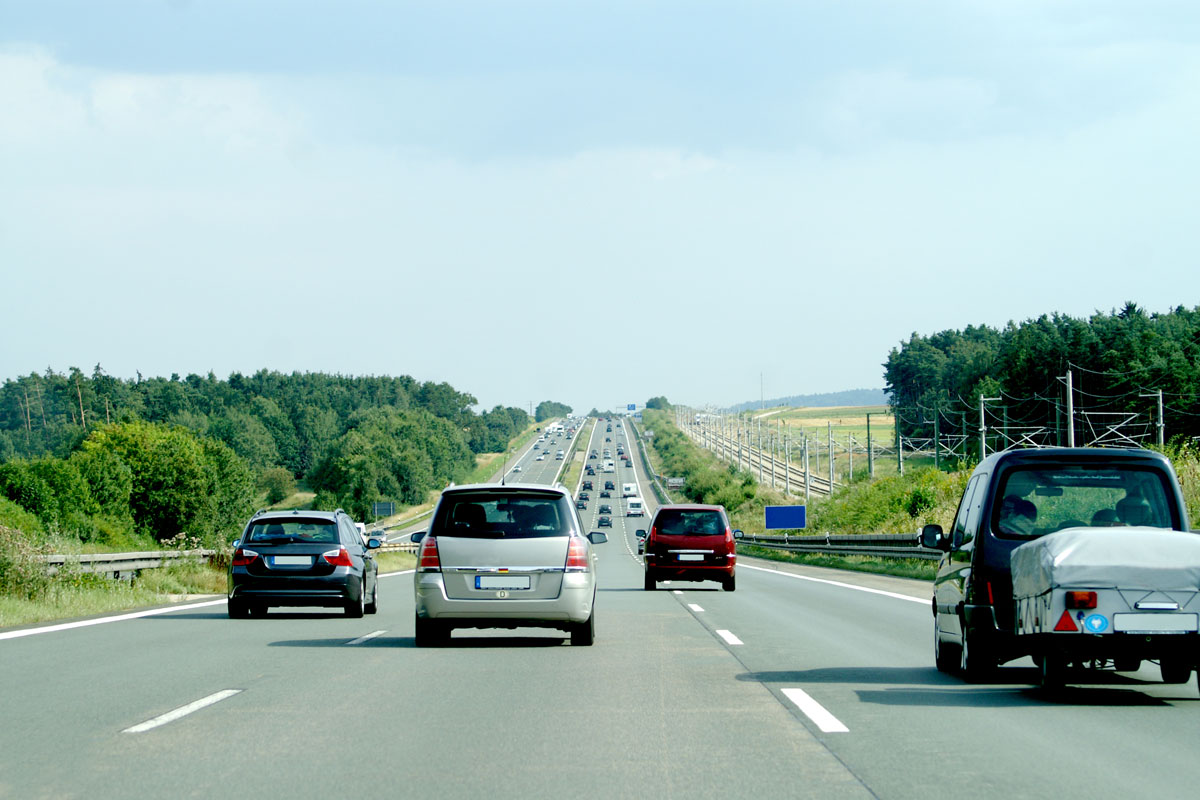 Car traffic on the Autobahn in Southern Germany