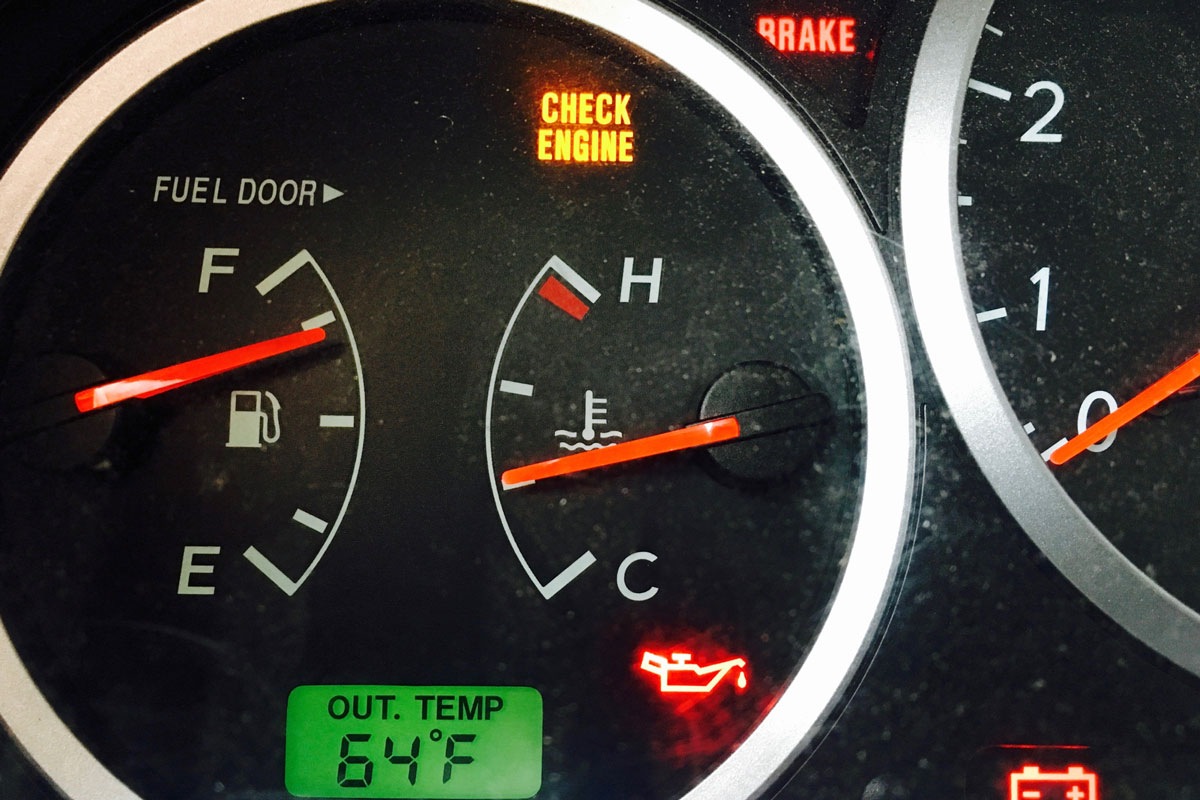 Check engine light on in car dashboard