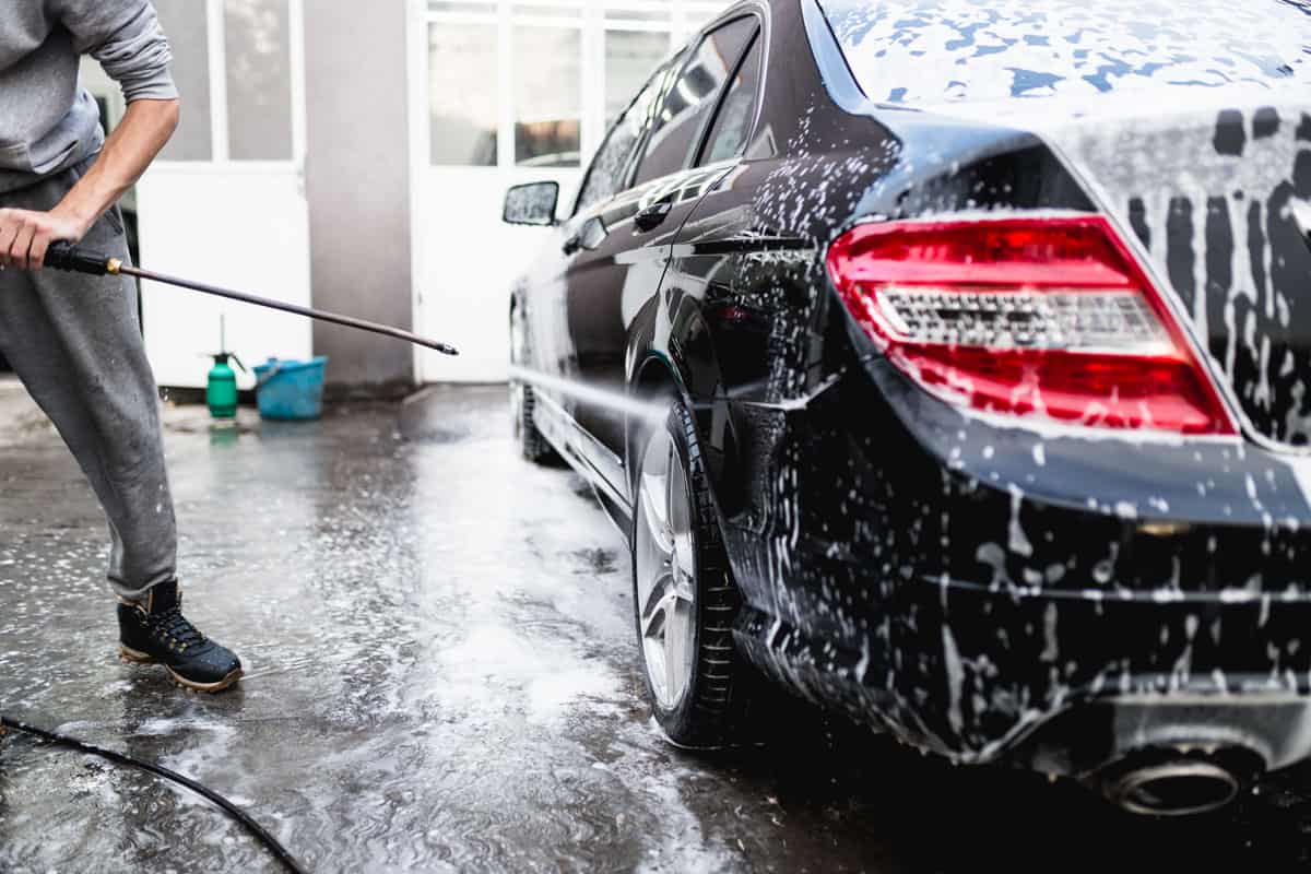 Cleaning Car Using High Pressure Water