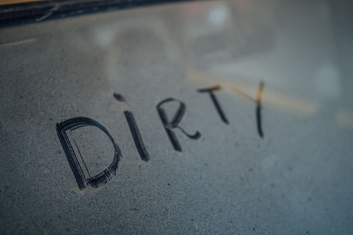 Dirty glass on the car 