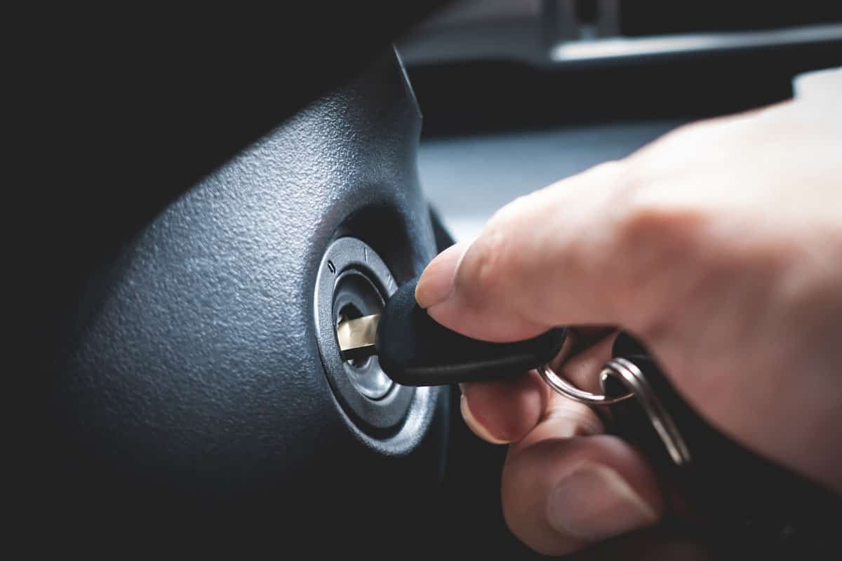 Driver inserting the car key