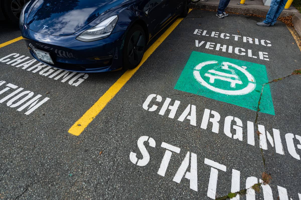 Electric Vehicle only parking designation at a parking lot