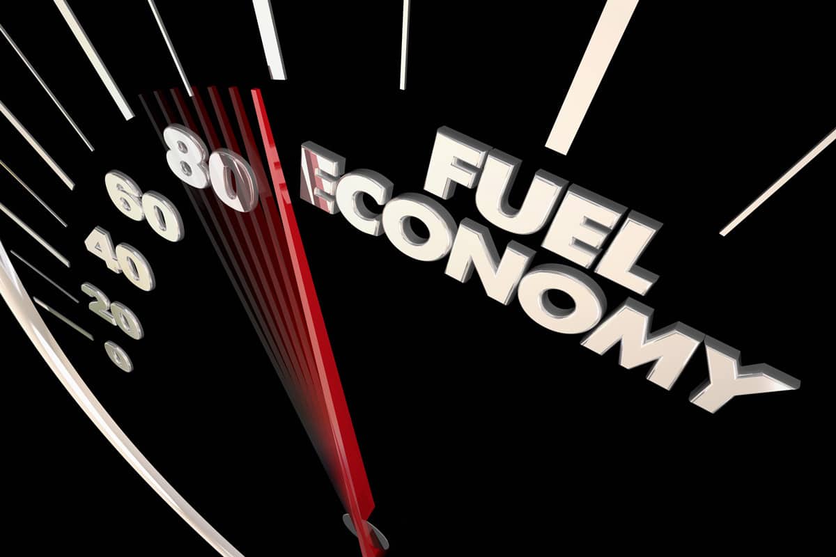 Fuel Economy Best Miles Per Gallon Efficiency Speedometer Word 3d Illustration