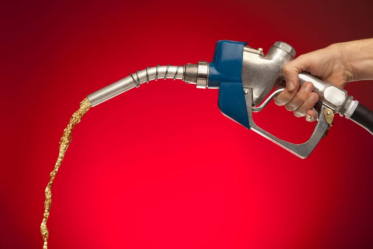 Gasoline Flowing From Nozzle. 