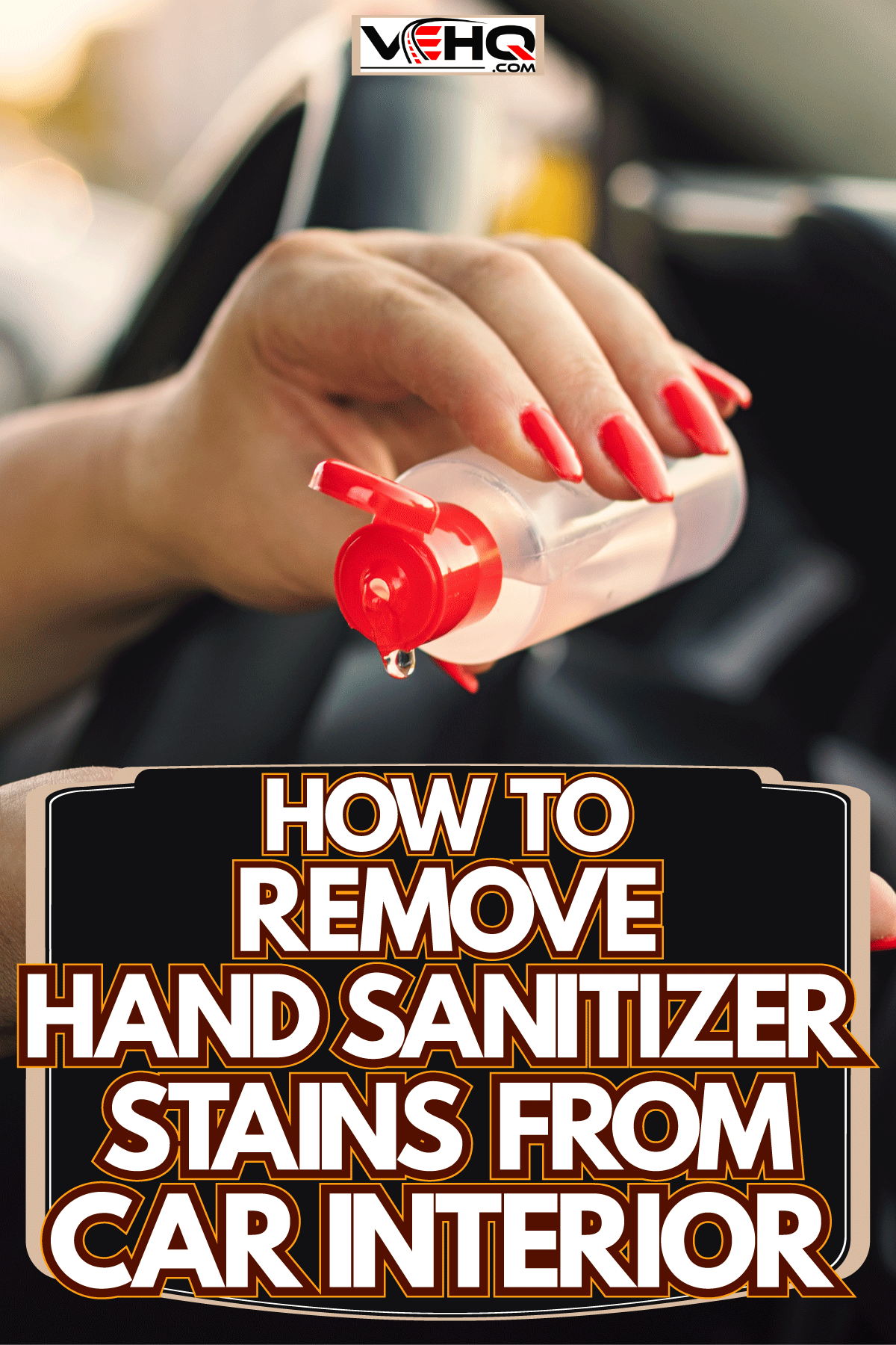 Woman pouring a small amount of hand sanitizer, How To Remove Hand Sanitizer Stains From Car Interior