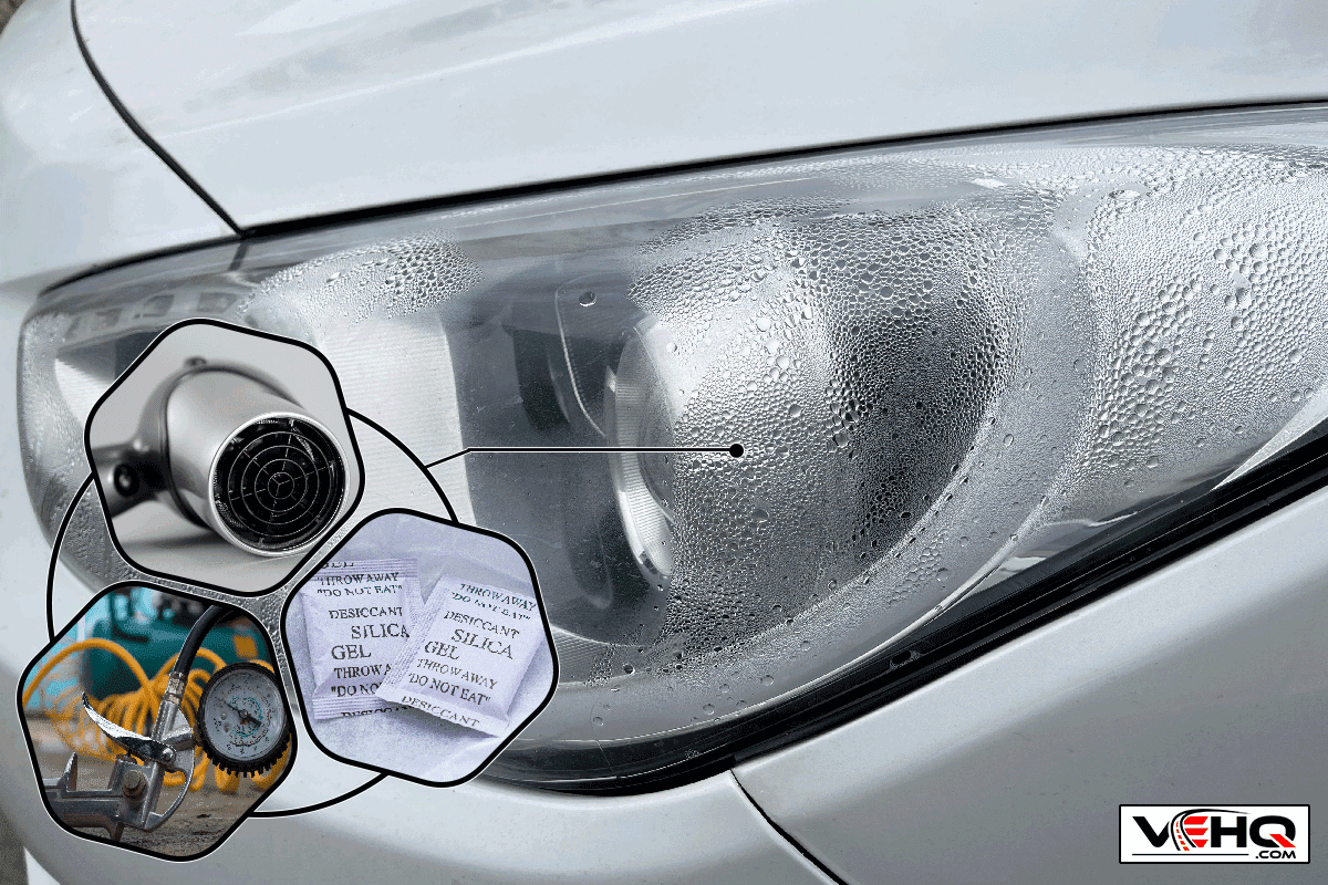 A foggy headlight with condensation in a modern car, How To Remove Moisture From Car Headlight [Inc. Without Opening]