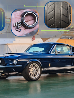 Classic rare American muscle car, vintage blue Ford Mustang Shelby Cobra GT-500 Fastback on a pier in Mallorca, Loud Humming Noise When Driving - What Could Be Wrong?