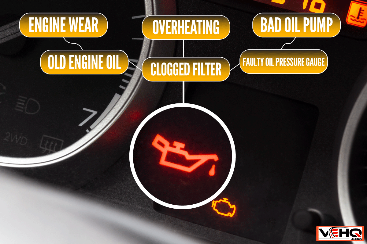 lamps on the instrument panel are on and engine oil is on, Oil Light Comes On When Car Is Stopped - What's Wrong?