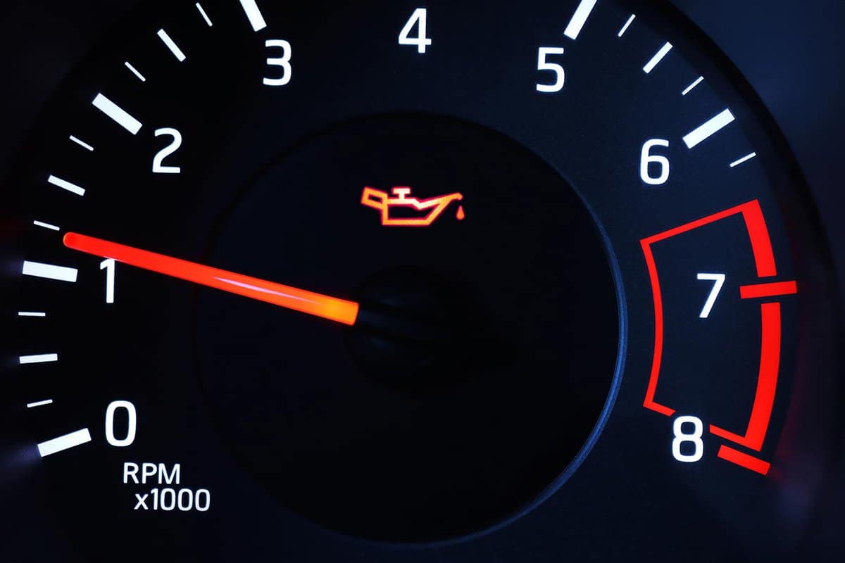 Oil pressure warning light illuminated on dashboard