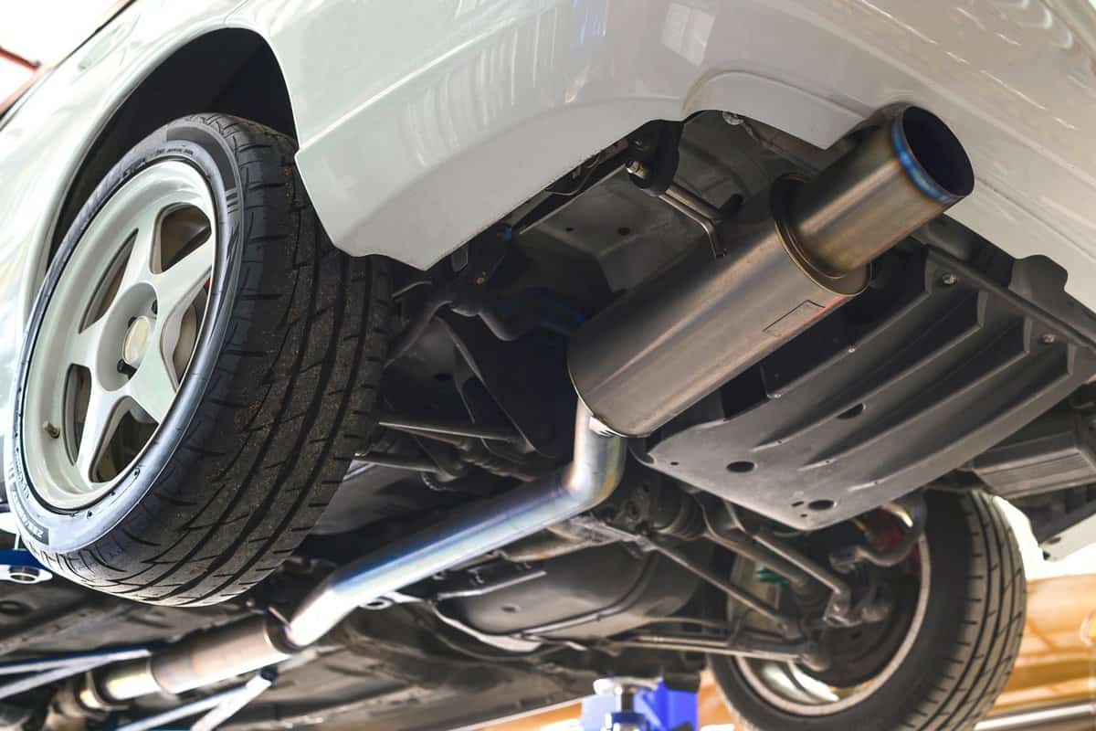 Titanium Exhaust System in Sport Racing Car.